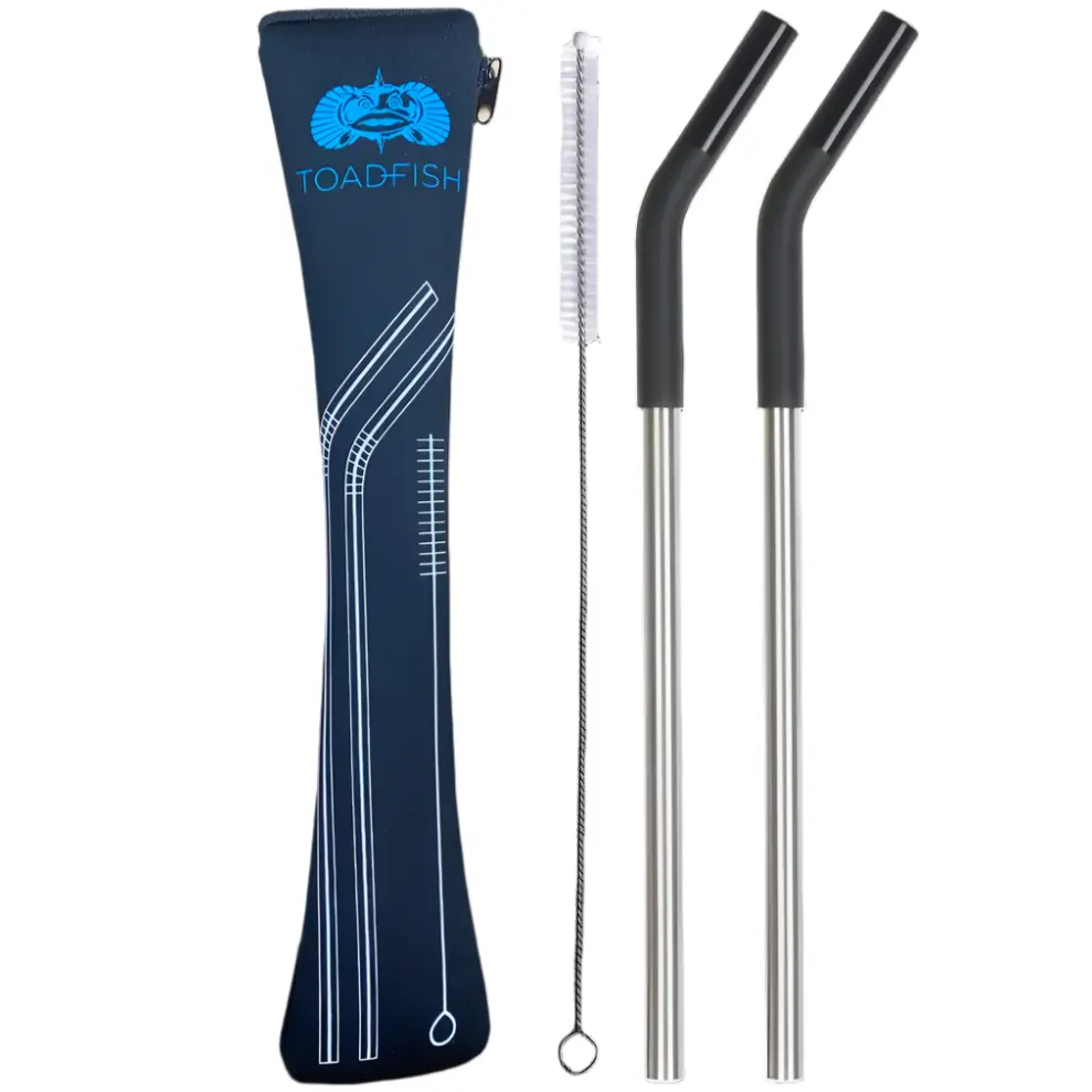 Toadfish Stainless Steel Drinking Straws W/ Case & Brush - 2 Pc. 1