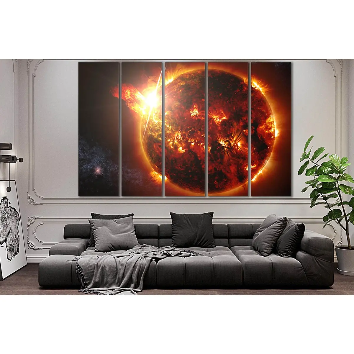 Sun in Space No. SL389 Canvas Wall Art – Pre-Installed Hanging Hardware - Image 3