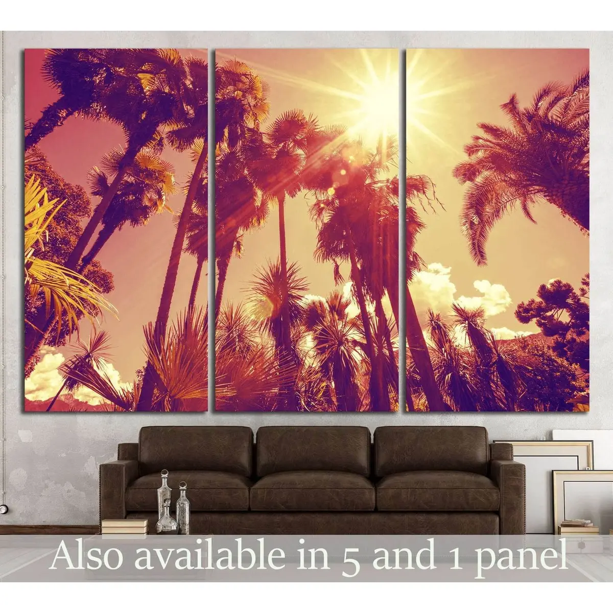 Sun Shining Through Tall Palm Trees №897 Ready To Hang Canvas Print 5