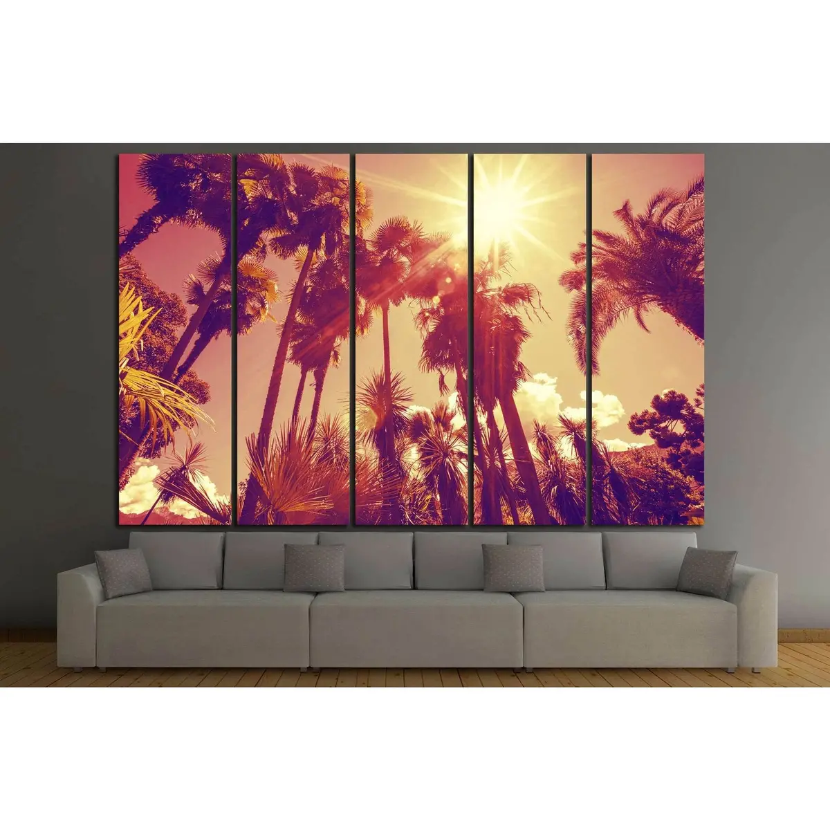 Tropical Palm Tree Canvas Art – Sunlight Filtering Through Lush Foliage Wall Decor - Image 3