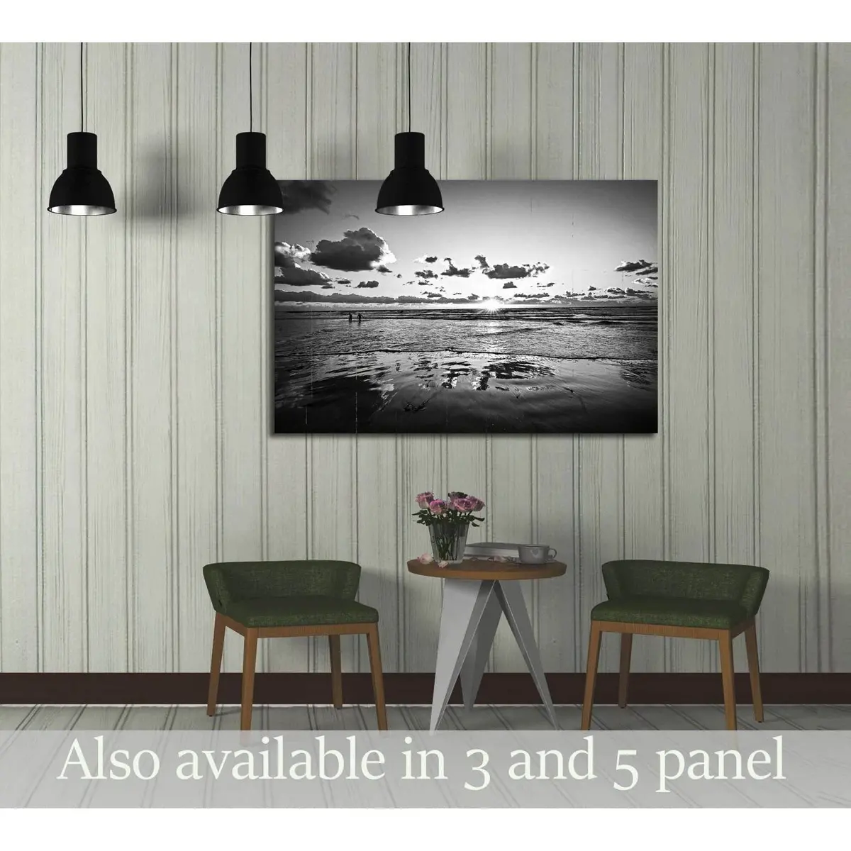 Sundown On The Beach, Shadow Play №3183 Ready To Hang Canvas Print 1