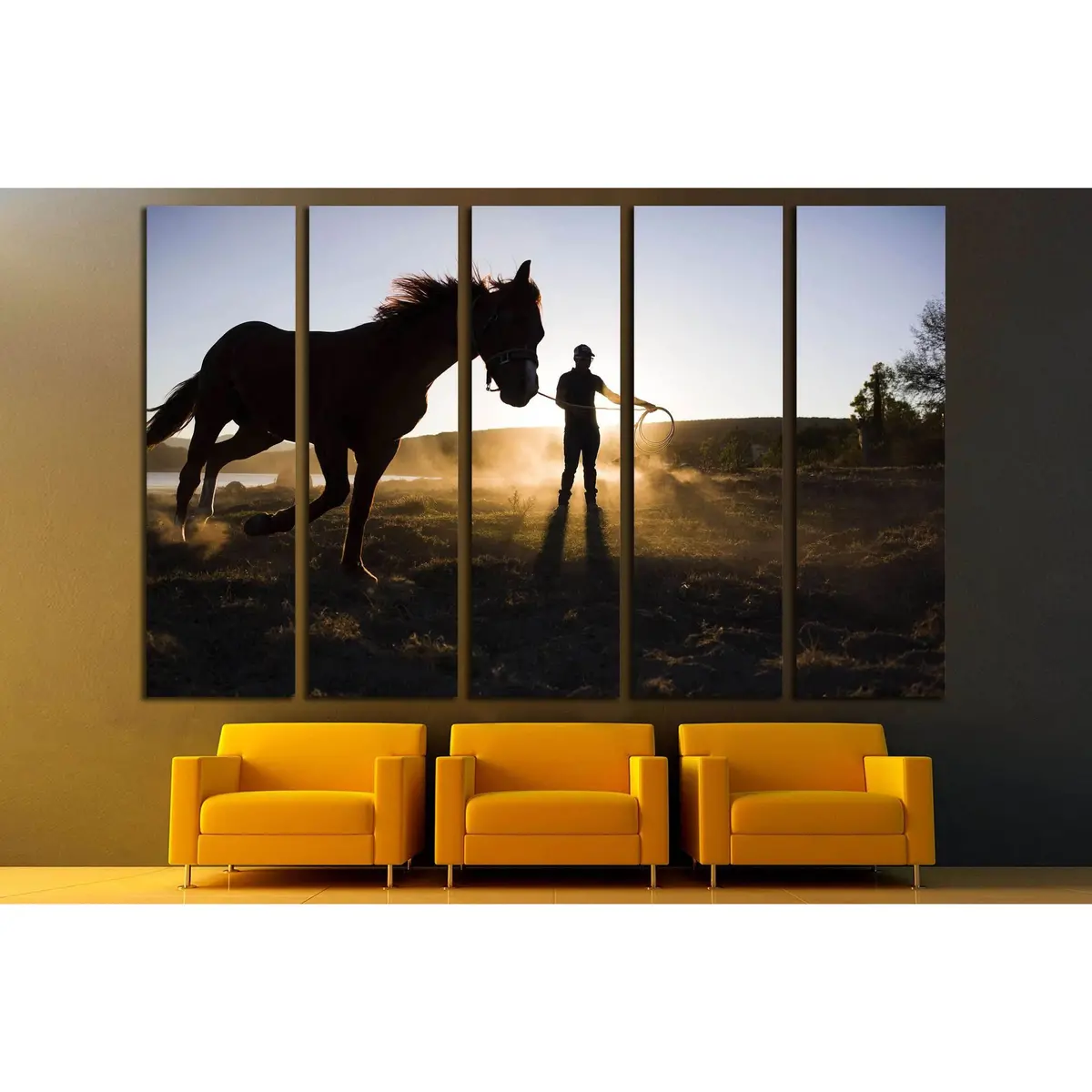 Horse Silhouette at Sunrise Canvas Wall Art - Image 3