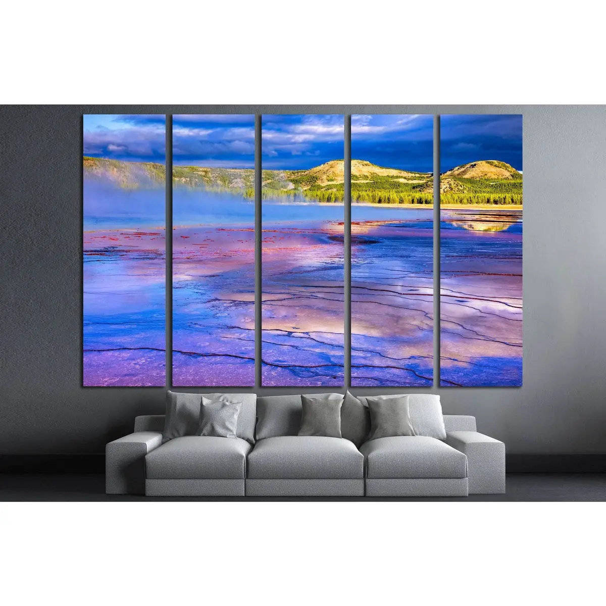 Grand Prismatic Spring Sunrise Canvas Wall Art – Yellowstone National Park Print #2001 - Image 3