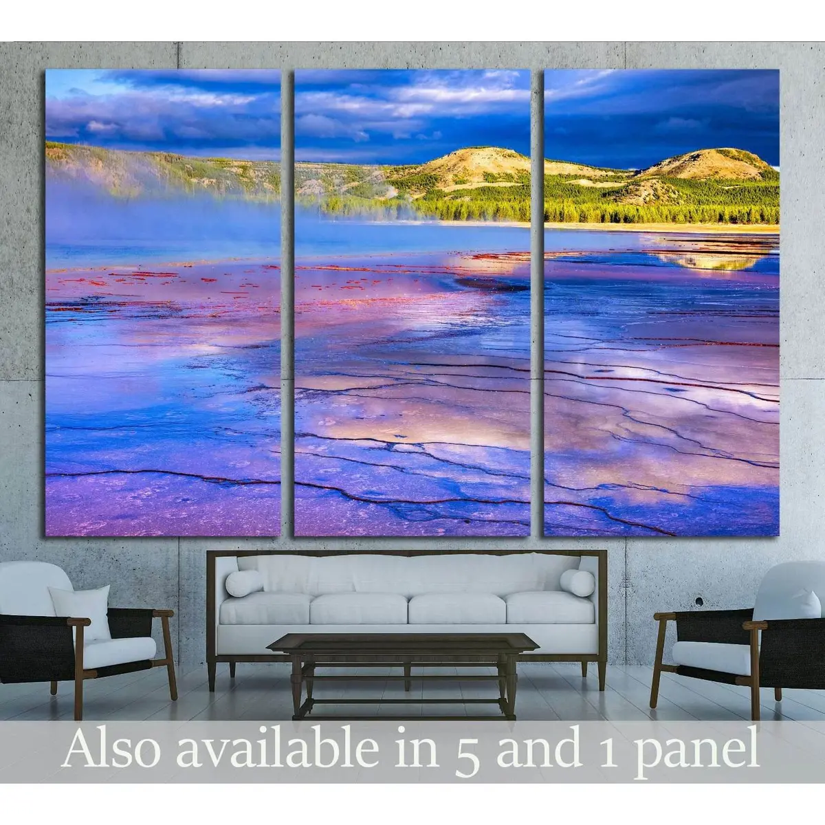 Sunrise At Grand Prismatic Spring In Yellowstone National Park №2001 Ready To Hang Canvas Print 5