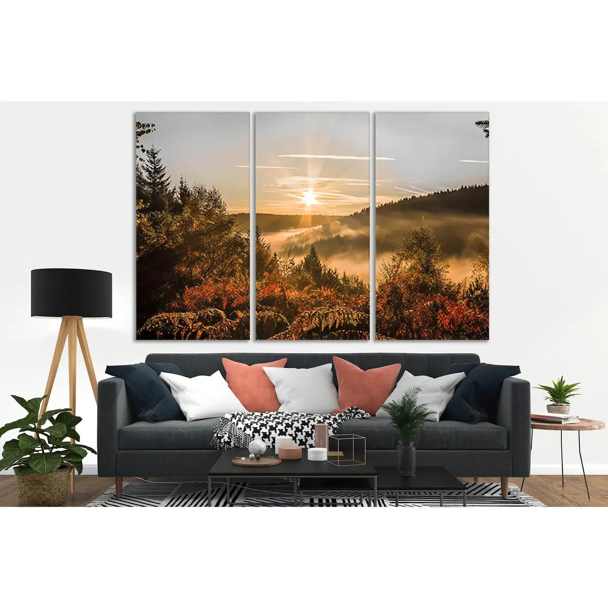 Sunrise Fog And Autumn Forest №Sl269 Ready To Hang Canvas Print 5