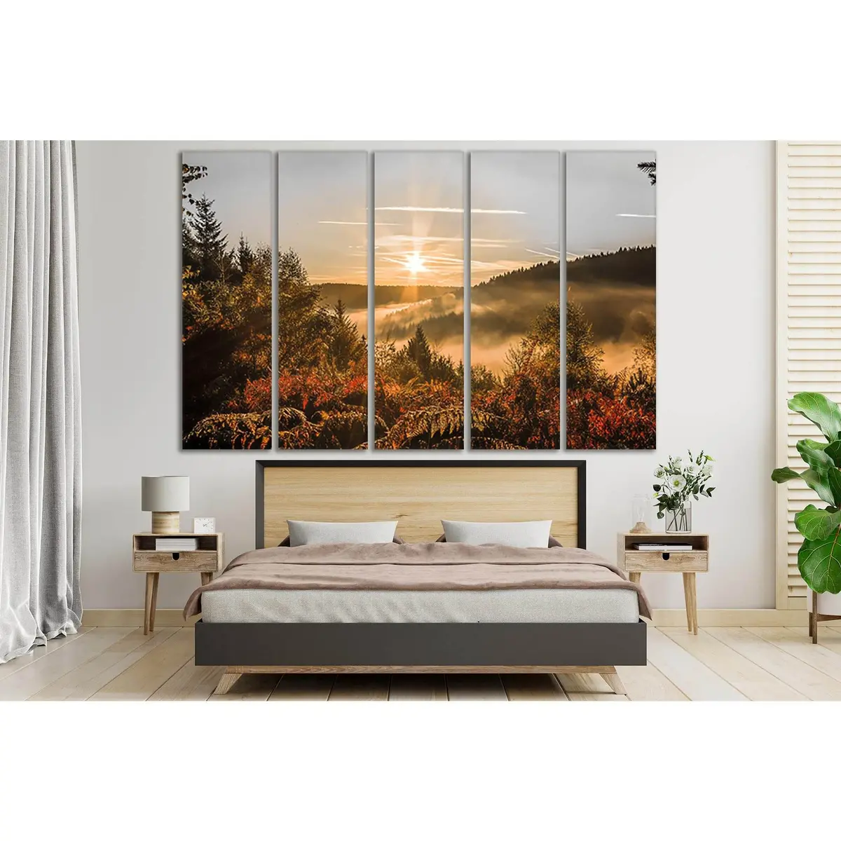 Autumn Forest Sunrise Fog Canvas Wall Art – Ready-to-Hang Print SL269 - Image 3