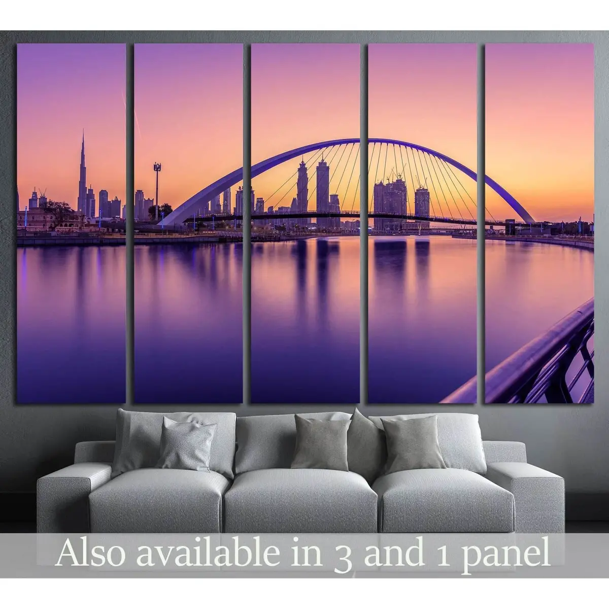Dubai Canal Sunrise Wall Art №1259 – Premium Ready-to-Hang Canvas Print