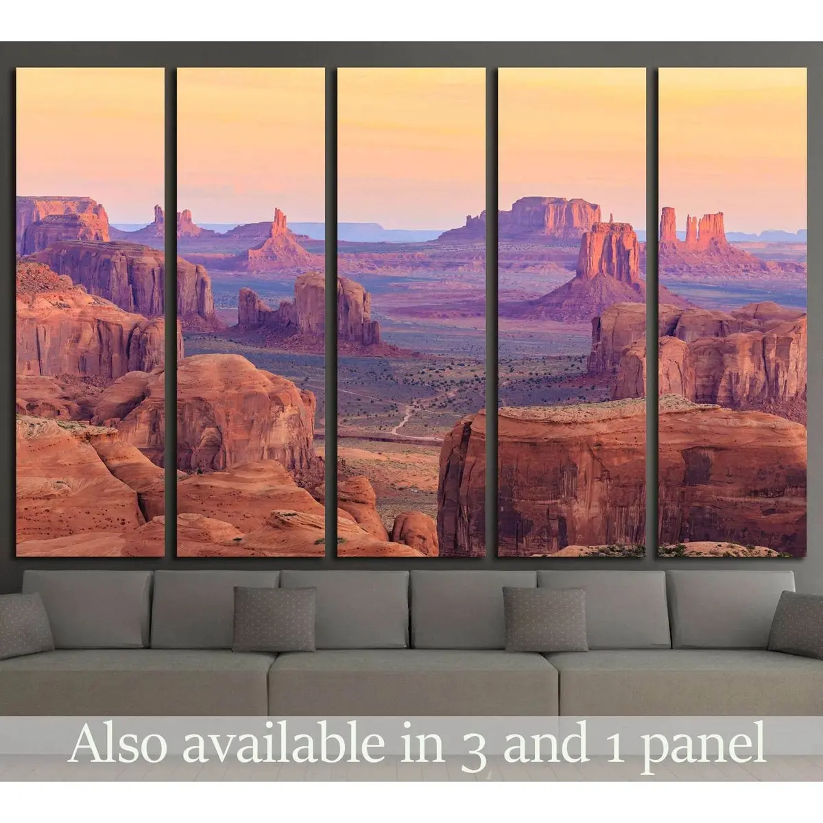 Monument Valley Sunrise Over Hunts Mesa, Arizona — Vintage-Inspired Canvas Wall Art (1974 Edition)