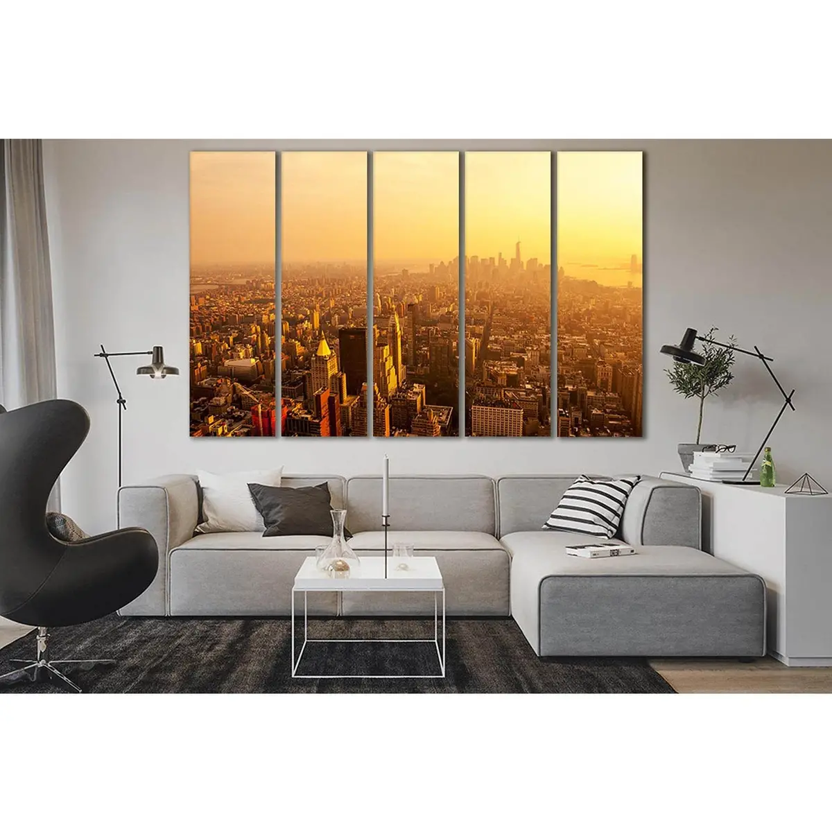 Sunrise USA NYC Skyline Canvas Wall Art – Pre-Hung, Ready-to-Display Print - Image 3