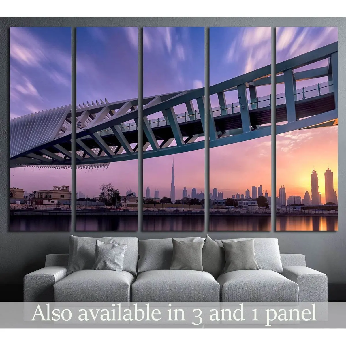 Stunning Dubai Downtown sunrise canvas print, captured from the Dubai Canal—numbered edition #1277, ready to hang