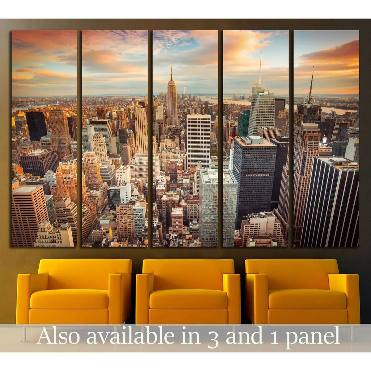 Manhattan Midtown Aerial Sunset Canvas Print – Ready-to-Hang Wall Art #2649