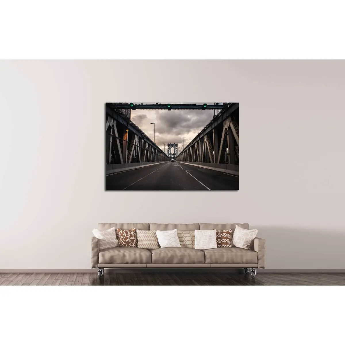 Sunset At Manhattan Bridge, New York City №3217 Ready To Hang Canvas Print 3