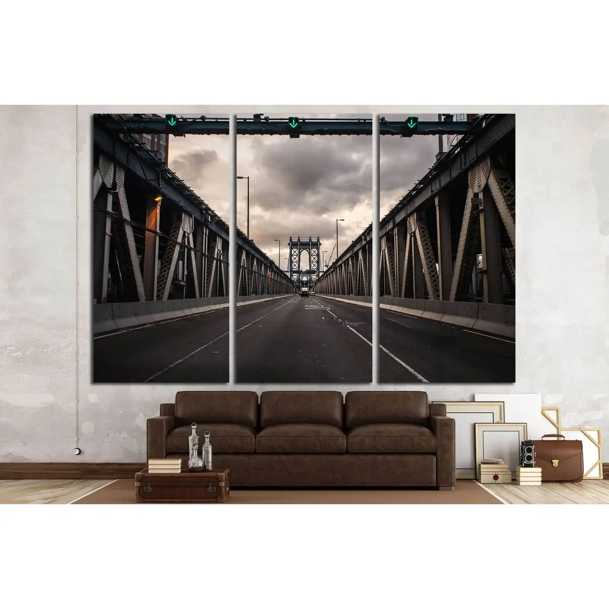 Sunset At Manhattan Bridge, New York City №3217 Ready To Hang Canvas Print 5