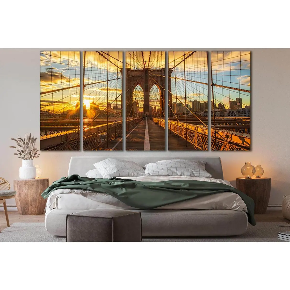 Brooklyn Bridge Sunset Canvas Art – Ready-to-Hang Wall Decor (SL1118) - Image 3