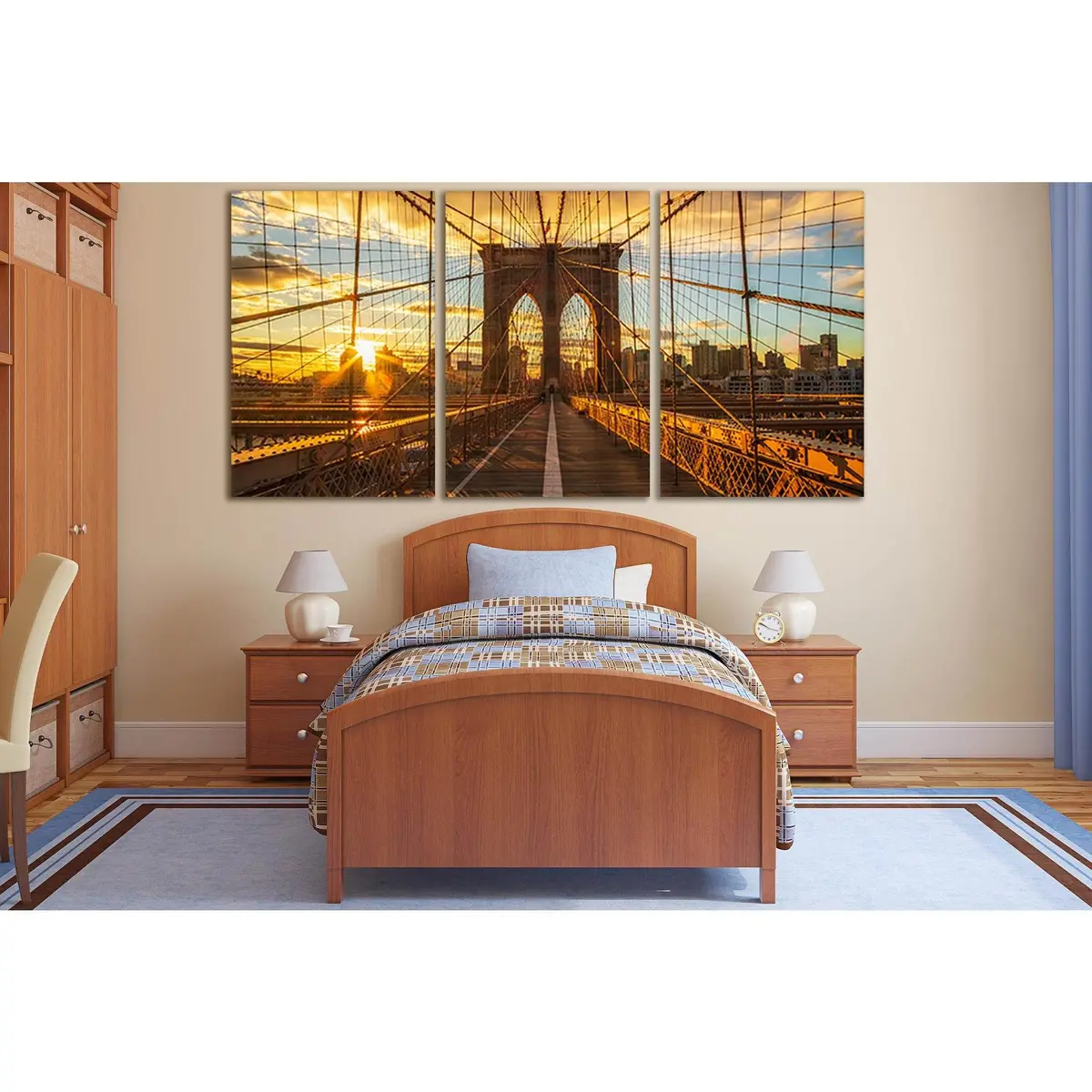 Sunset Brooklyn Bridge New York №Sl1118 Ready To Hang Canvas Print 5