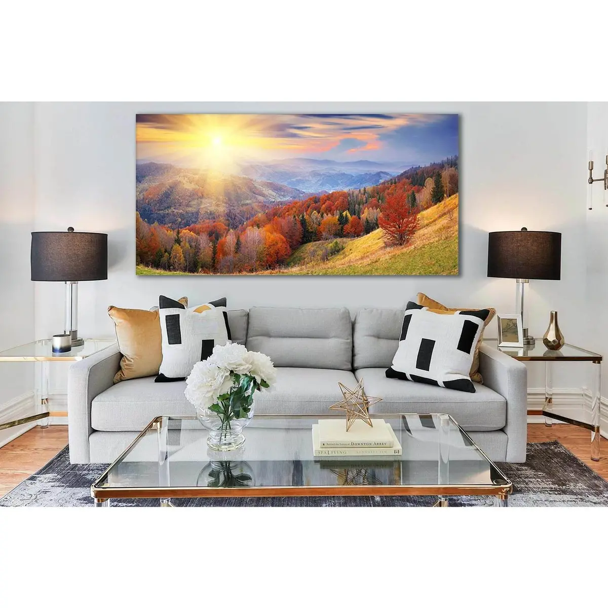 Sunset In The Autumn Mountains №Sl624 Ready To Hang Canvas Print 1