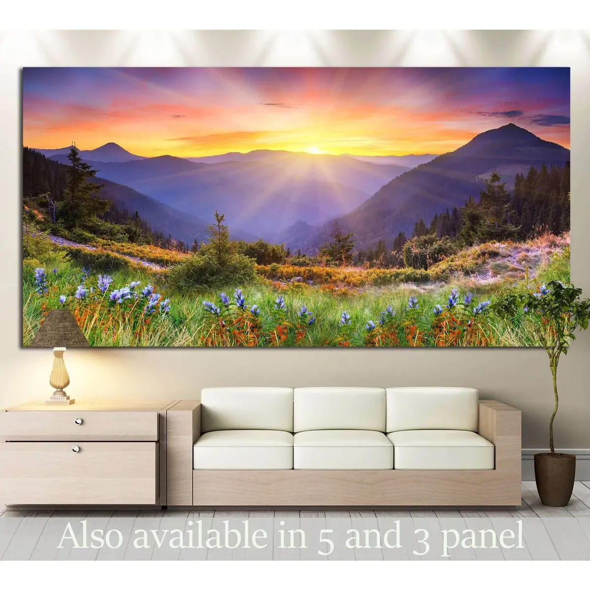 Sunset In The Mountains №630 Ready To Hang Canvas Print 1