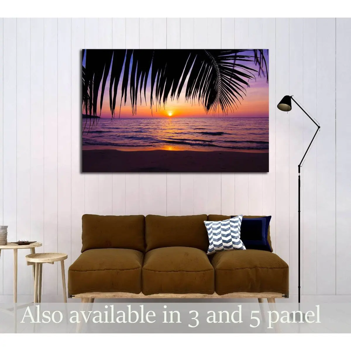 Sunset Landscape. Beach Sunset. Palm Trees Silhouette On Sunset Tropical Beach №3215 Ready To Hang Canvas Print 1