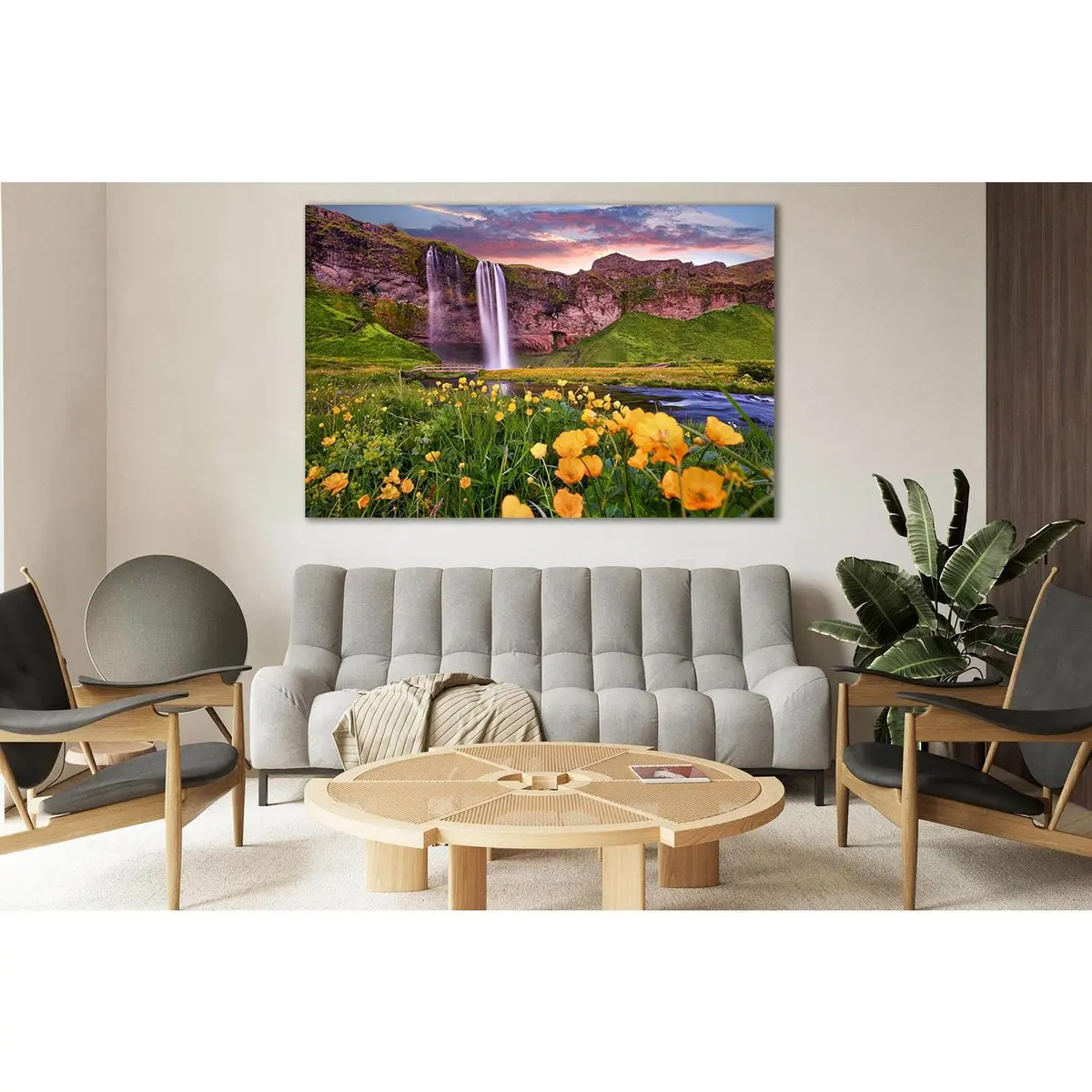 Sunset On Seljalandsfoss №Sl473 Ready To Hang Canvas Print 1