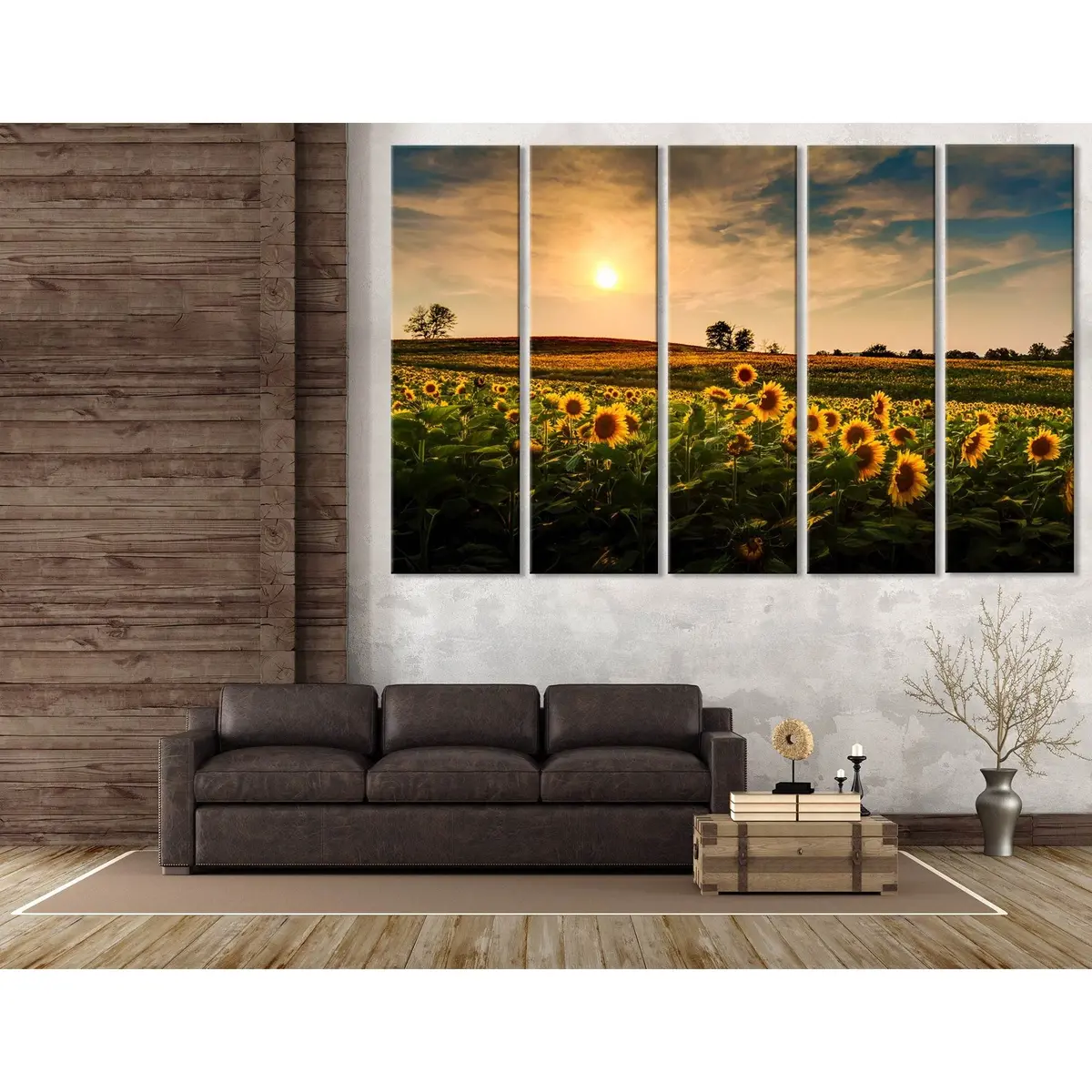 Sunflower Field Sunset Canvas Art Print №04224