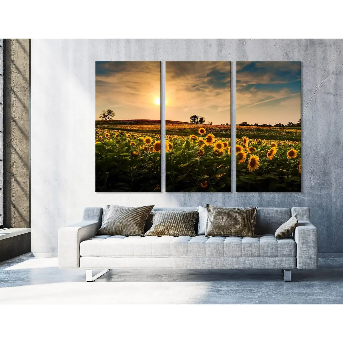Sunset Over A Field Of Sunflowers №04224 Ready To Hang Canvas Print 5