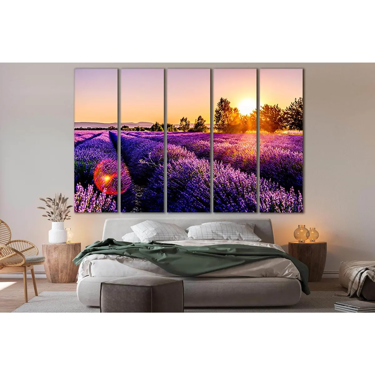 Lavender Field Sunset Canvas Art Print №SL699 – Premium Ready-to-Hang Wall Decor