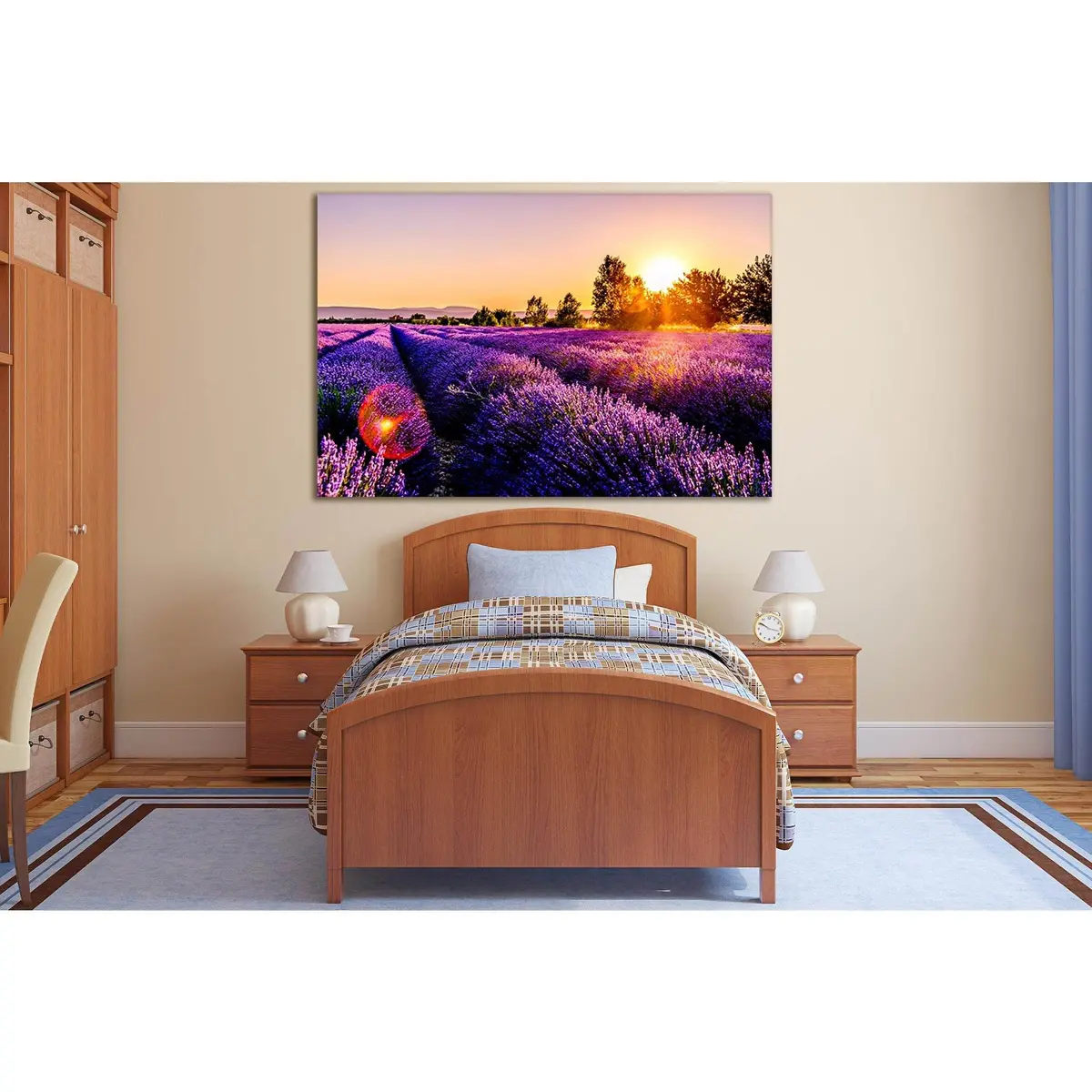 Sunset Over A Lavender Field №Sl699 Ready To Hang Canvas Print 2