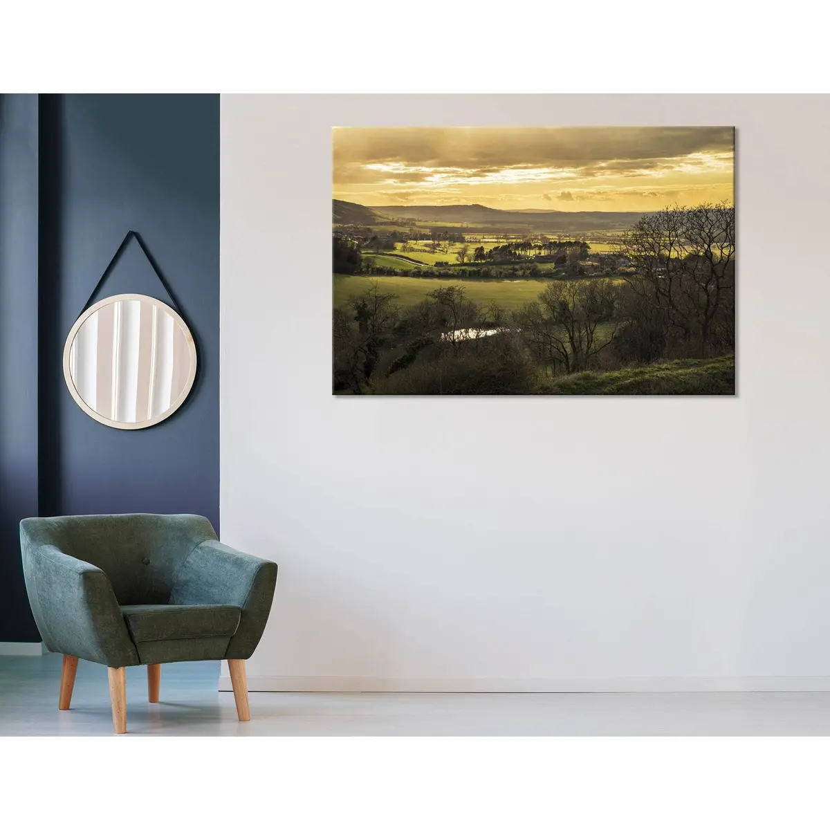 Sunset Over Countryside Landscape In England №04205 Ready To Hang Canvas Print 1