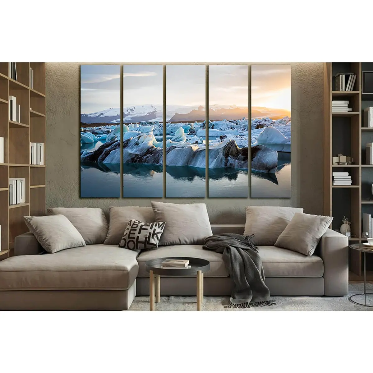 Jökulsárlón Glacier Lagoon Sunset Canvas Wall Art №SL1336 – Ready-to-Hang Premium Print - Image 3