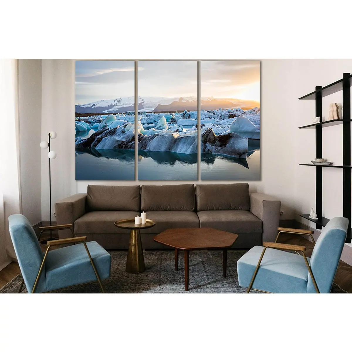 Sunset Over Jokulsarlon Glacier Lagoon №Sl1336 Ready To Hang Canvas Print 5