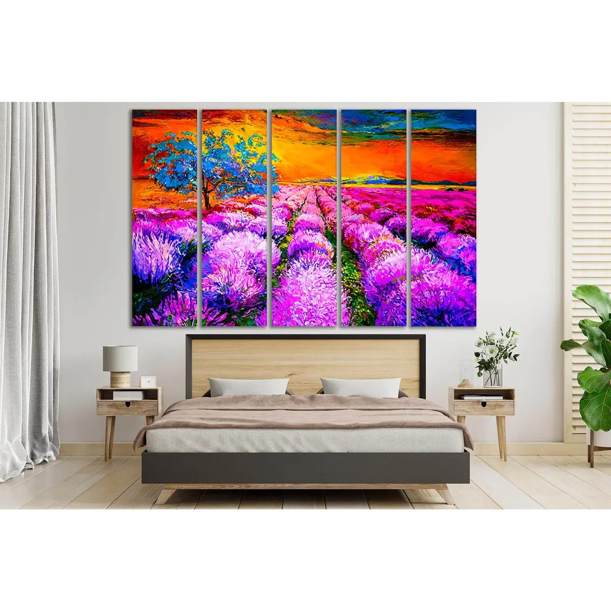 Lavender Field Sunset Canvas Art Print №SL613