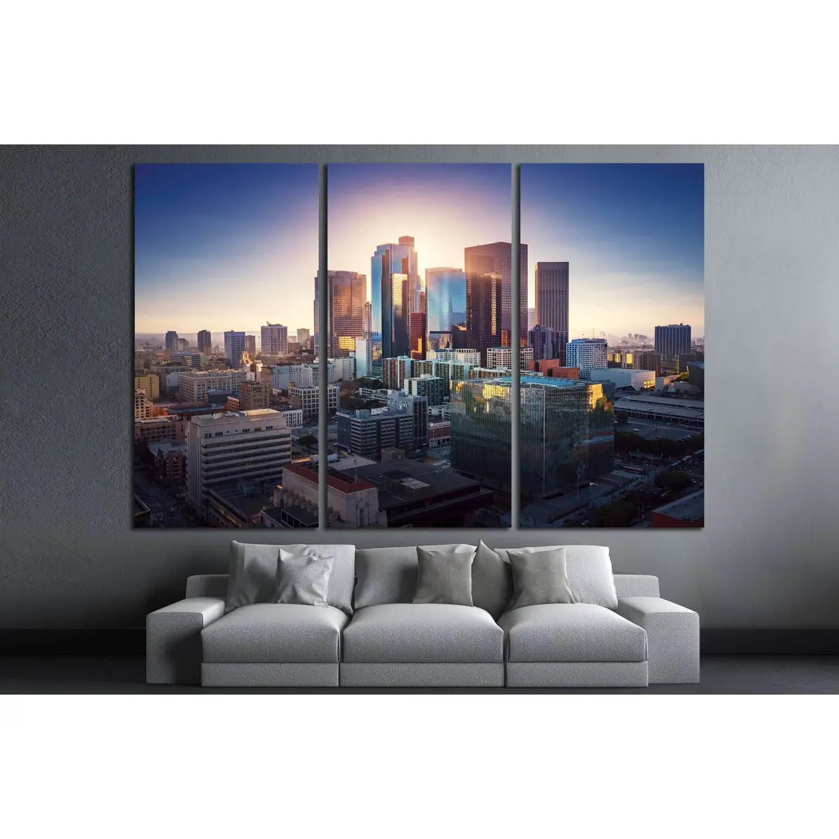 Sunset Over Los Angeles Downtown. Retro Colors. California Theme. №2740 Ready To Hang Canvas Print 5