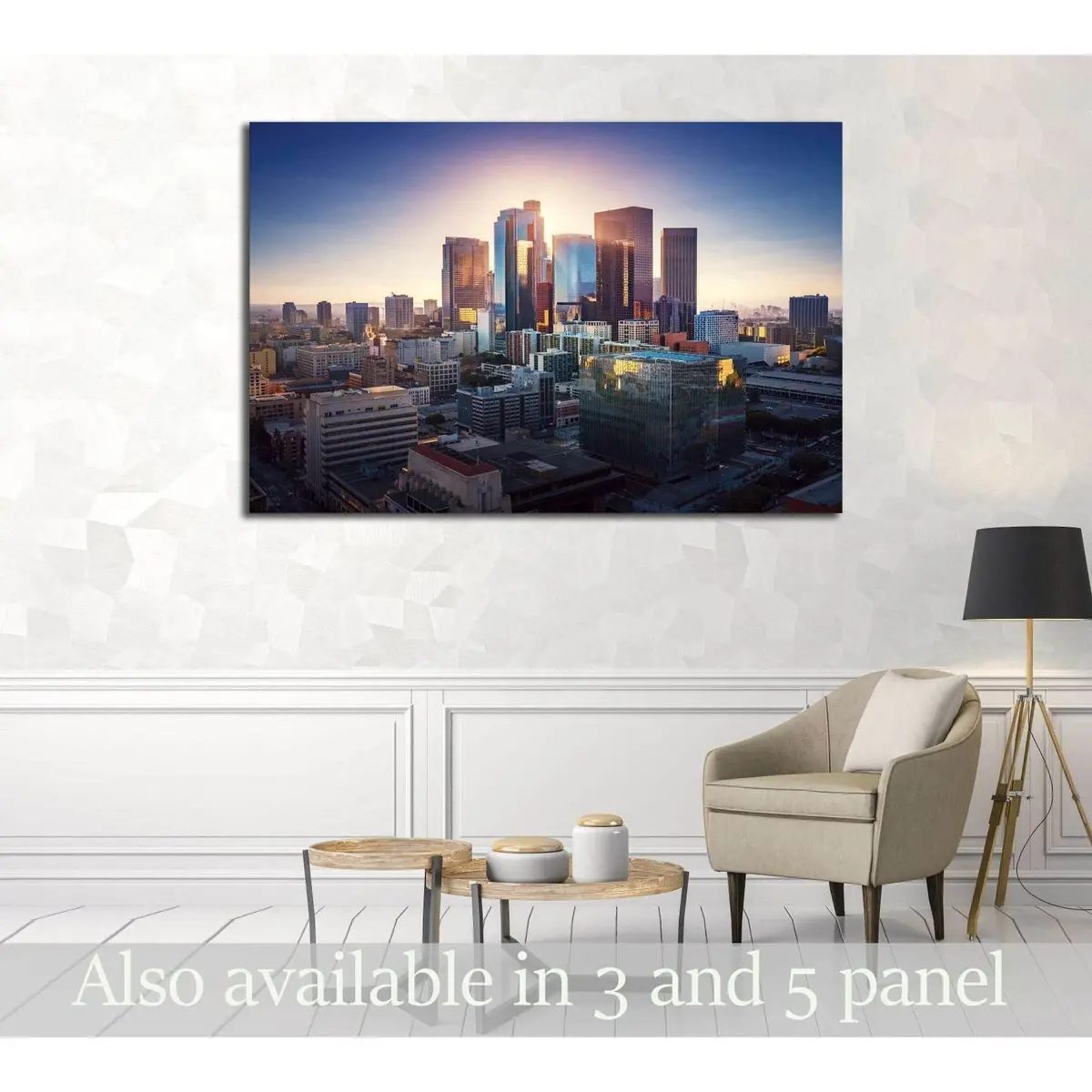 Sunset Over Los Angeles Downtown. Retro Colors. California Theme. №2740 Ready To Hang Canvas Print 1