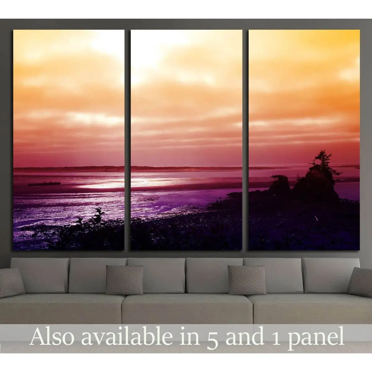 Sunset Over The Pacific Coast Near Lincoln City, Oregon №1957 Ready To Hang Canvas Print 5
