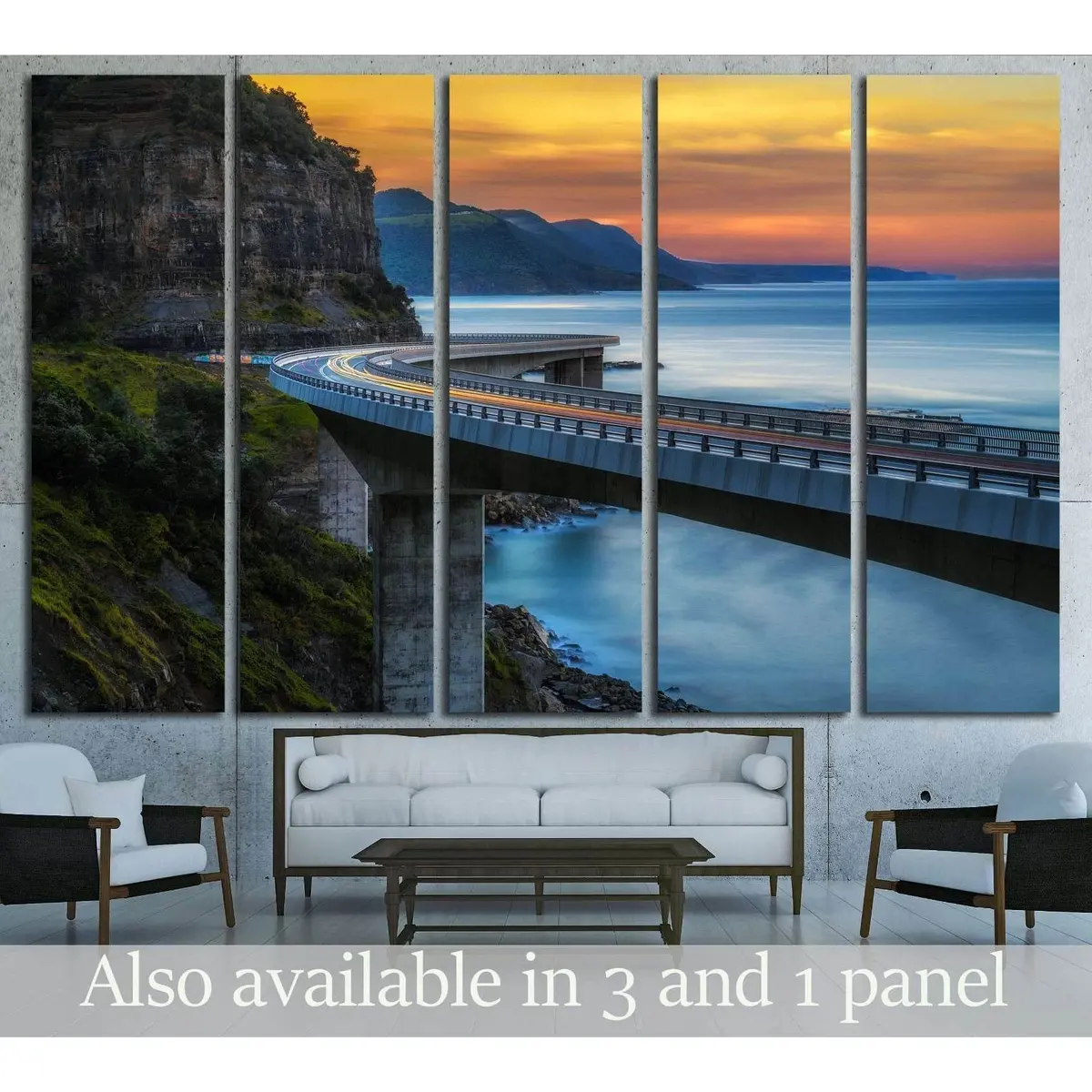 Australian Coastal Sunset Canvas Art – Sea Cliff Bridge Wall Decor
