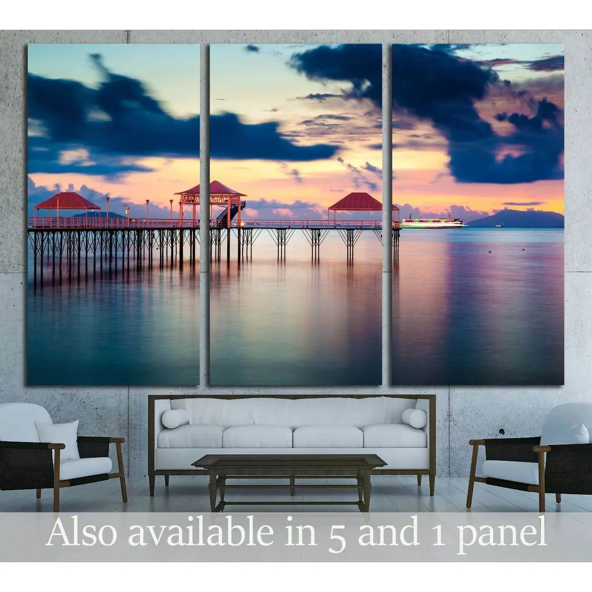 Sunset Pier Along Coast №2927 Ready To Hang Canvas Print 5