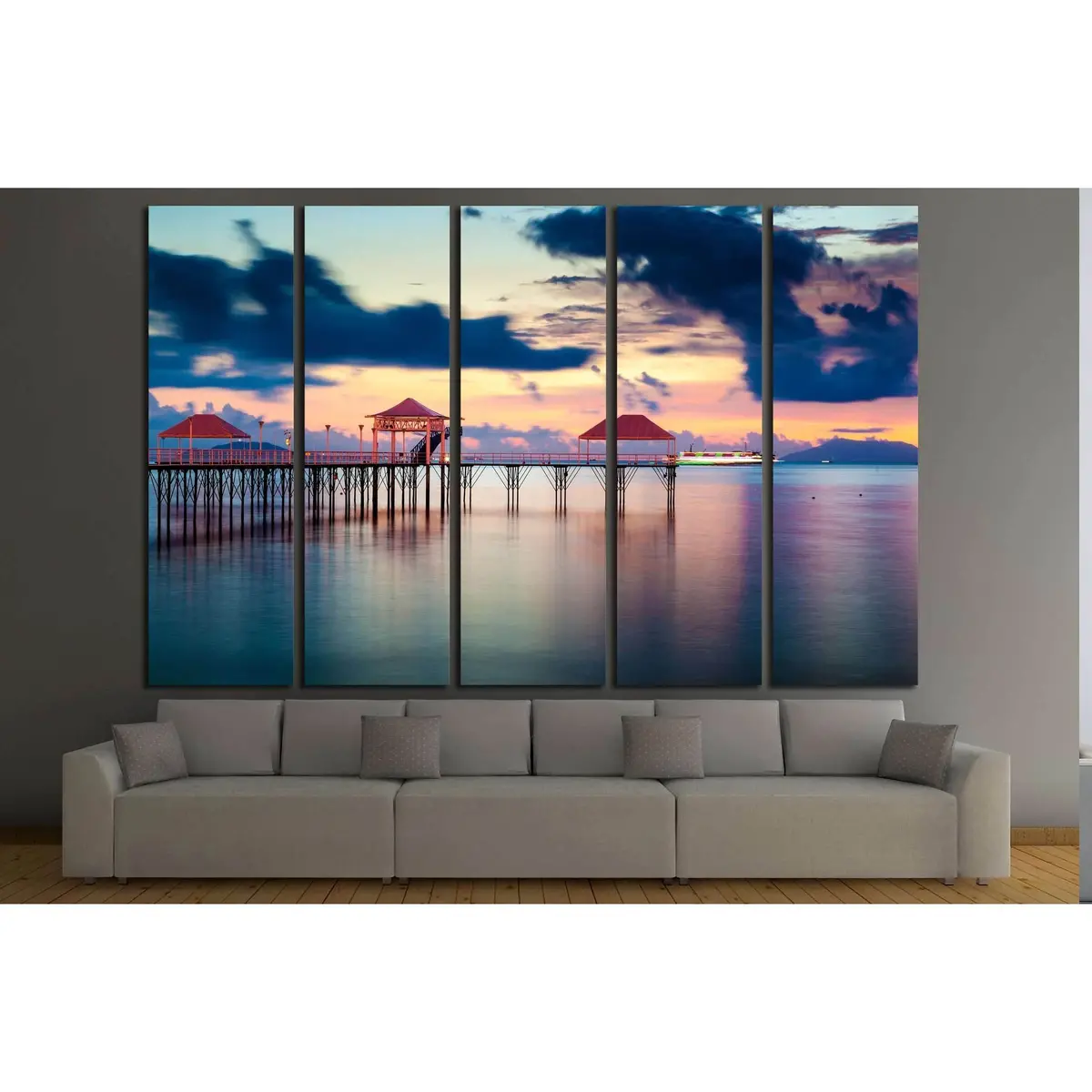 Coastal Sunset Pier Canvas Wall Art – Ready-to-Hang Print #2927 - Image 3