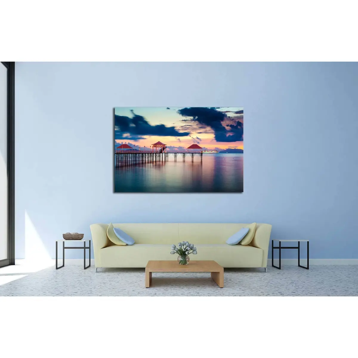 Sunset Pier Along Coast №2927 Ready To Hang Canvas Print 3