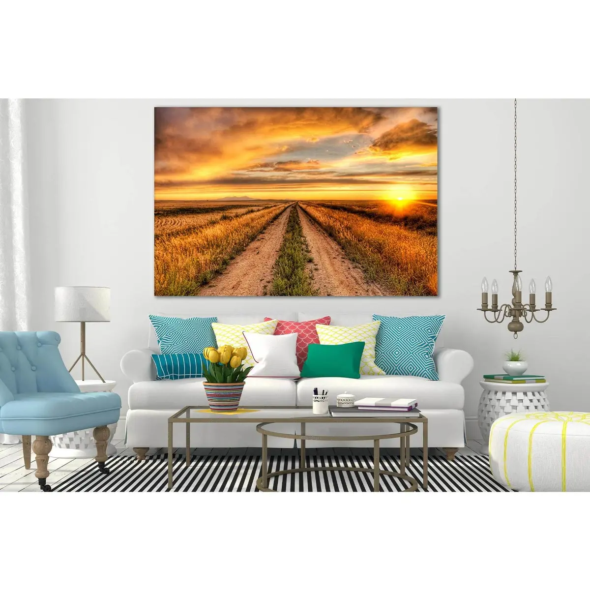 Sunset Road To The Field №Sl252 Ready To Hang Canvas Print 2