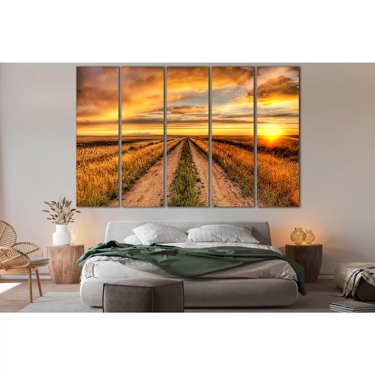 SL252 Sunset Road Through the Field Canvas Print – Pre-Strung, Ready-to-Hang Wall Art - Image 3