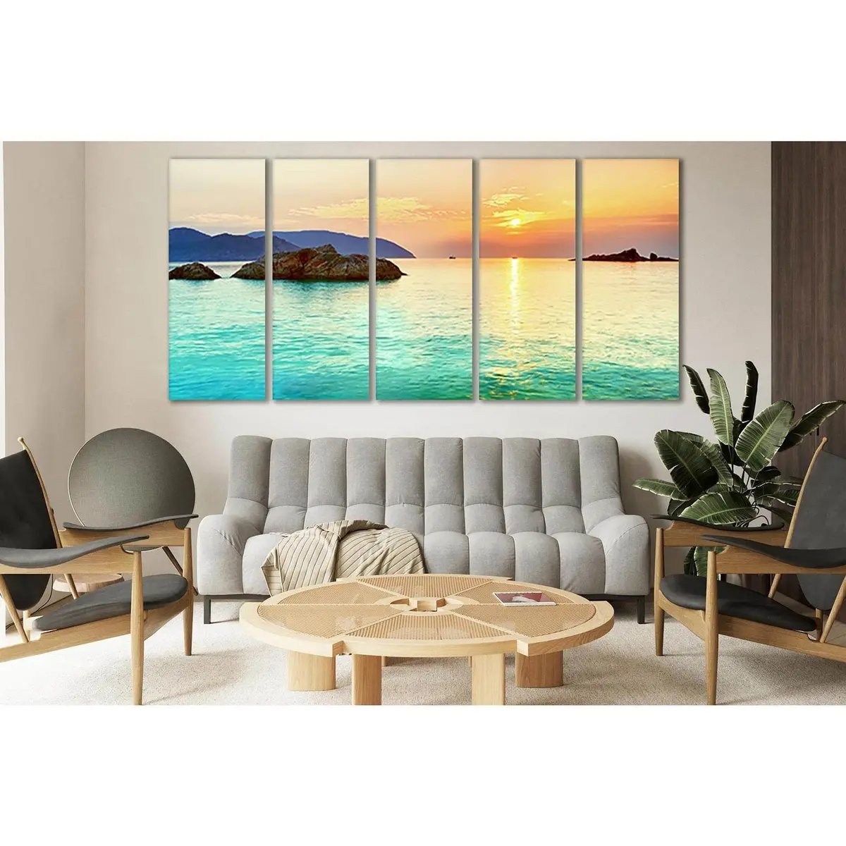 Sunset Over Ocean Panoramic Canvas Art №SL254 – Pre-Stretched & Ready to Hang