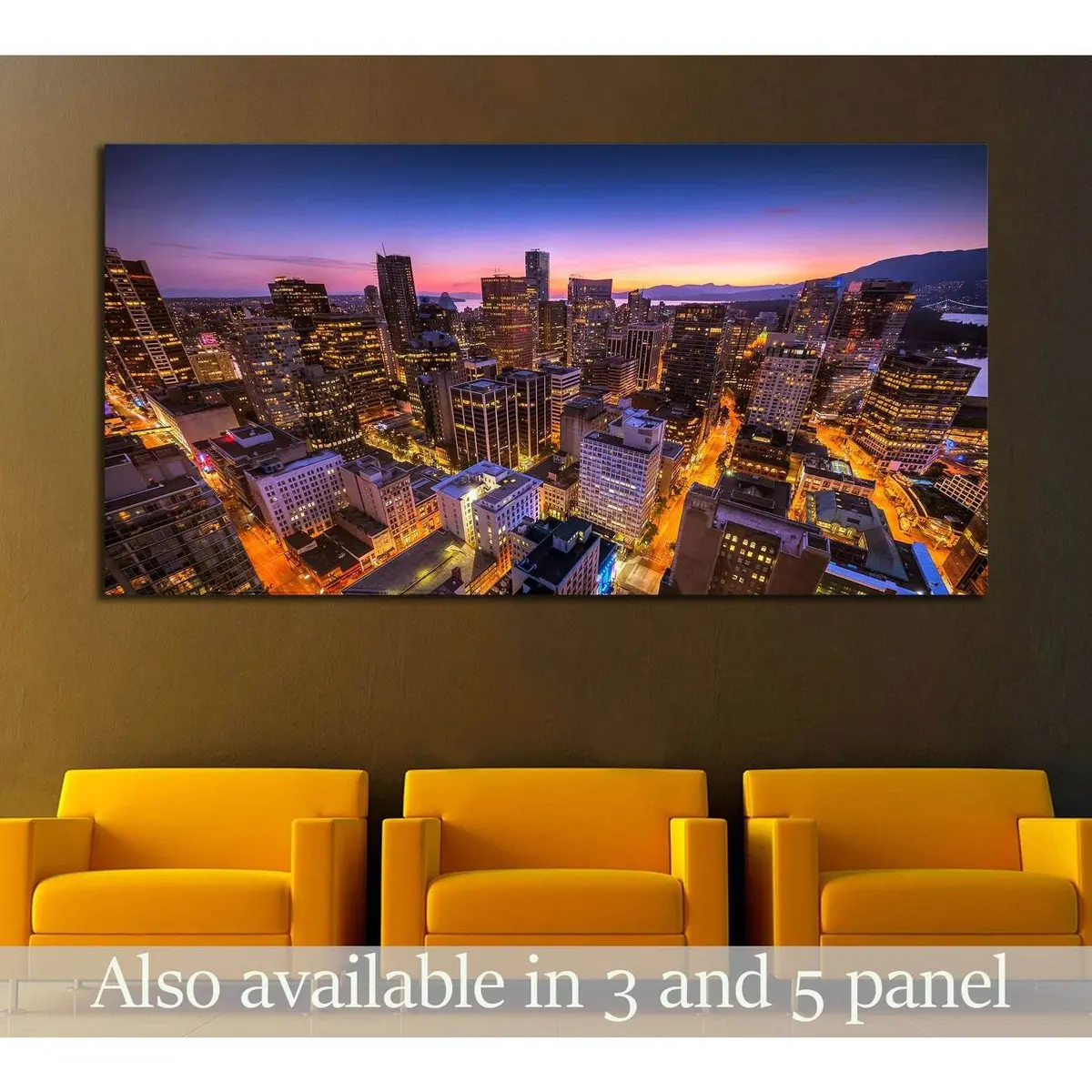 Sunset Seen From The Vancouver Lookout Tower, British Columbia, Canada №2090 Ready To Hang Canvas Print 1