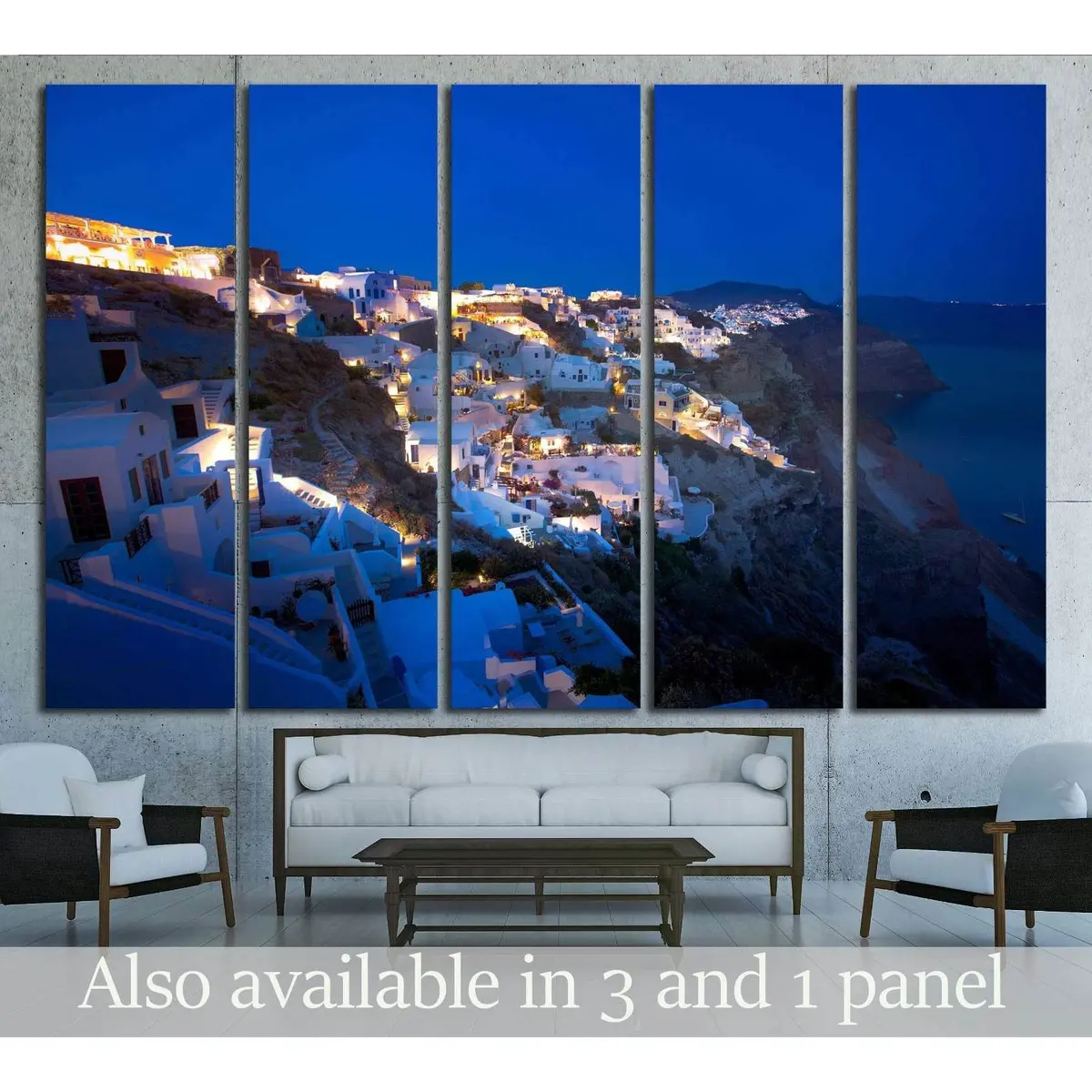 Fira Santorini Sunset Canvas Wall Art – Ready-to-Hang Print