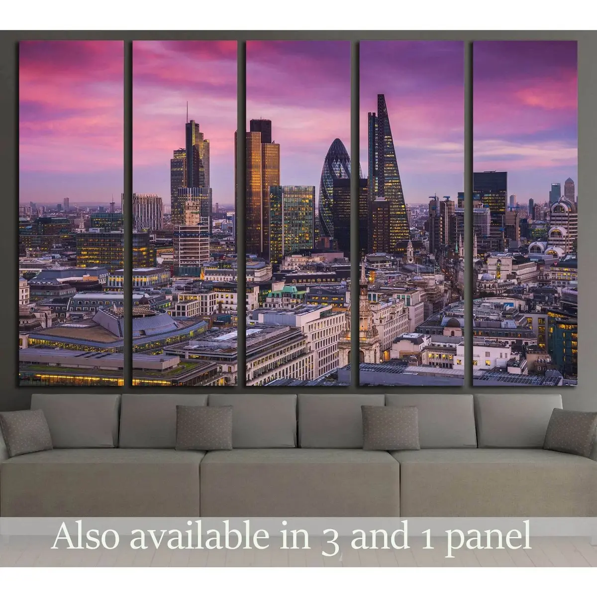 Purple Sunset Over London Skyline – Ready-to-Hang Canvas Wall Art