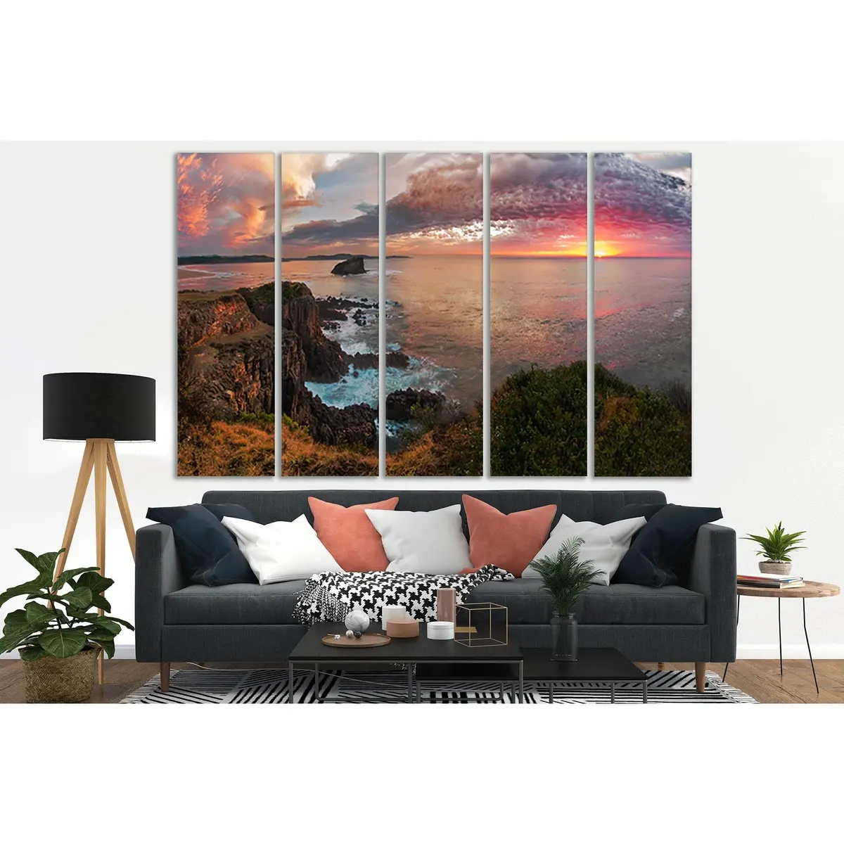 Coastal Sunset Canvas Wall Art – Vibrant Colored Clouds Print, Ready to Hang - Image 3
