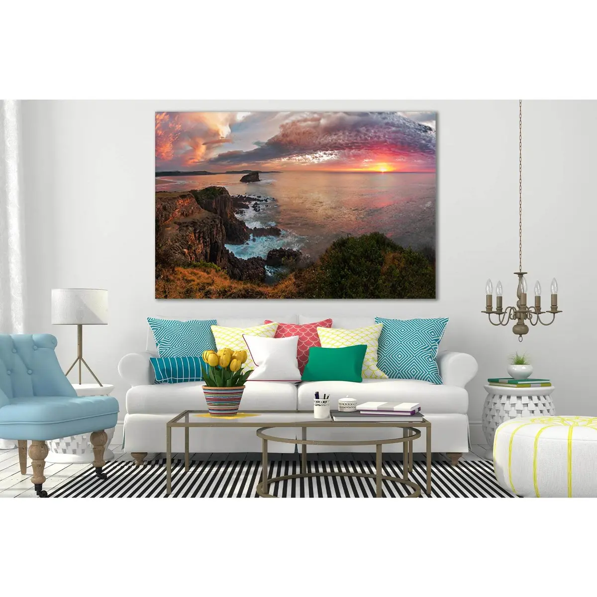 Sunsets Coast Colored Clouds №Sl296 Ready To Hang Canvas Print 1