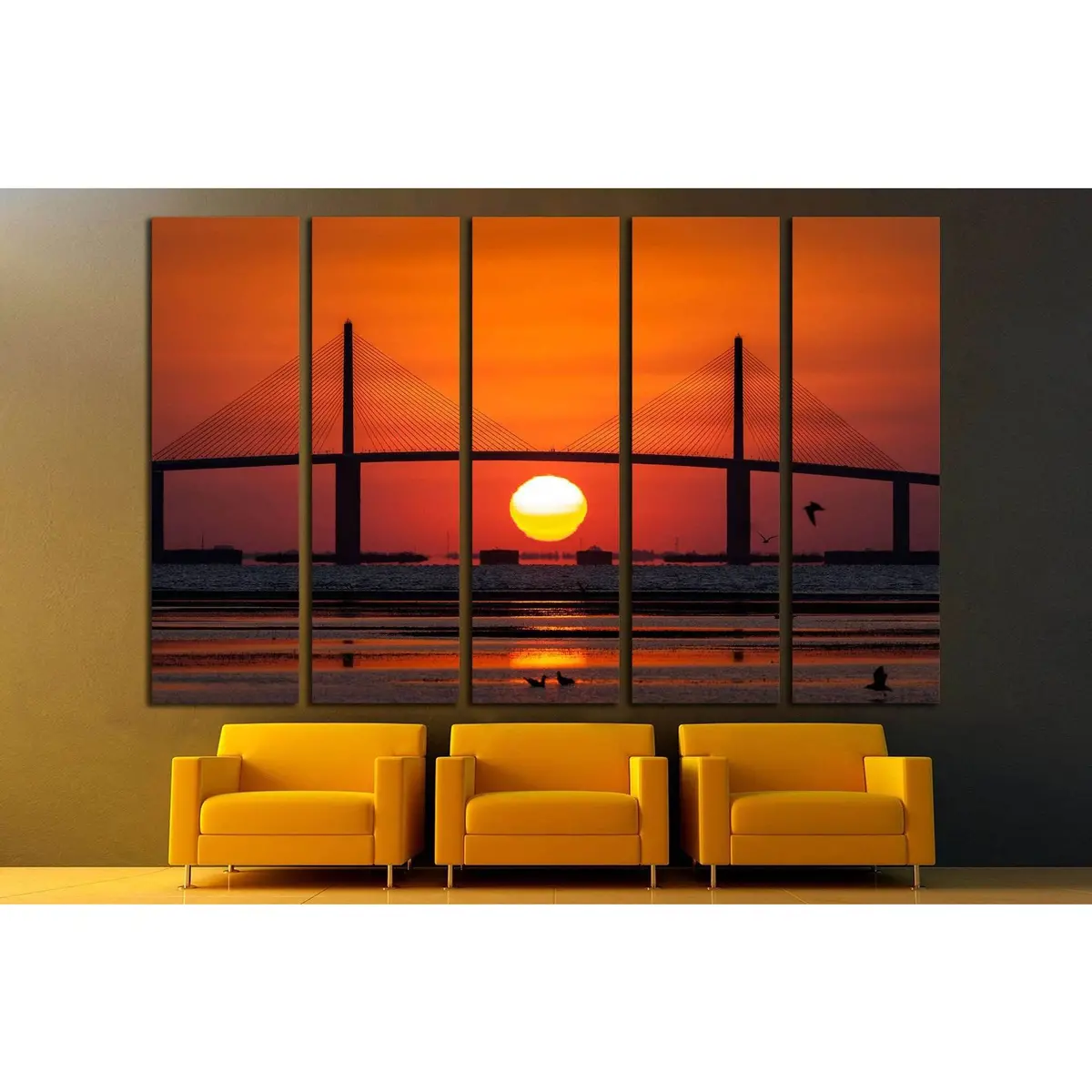 Sunrise Over Sunshine Skyway Bridge — Tampa Bay Canvas Wall Art (No. 1780) - Image 3