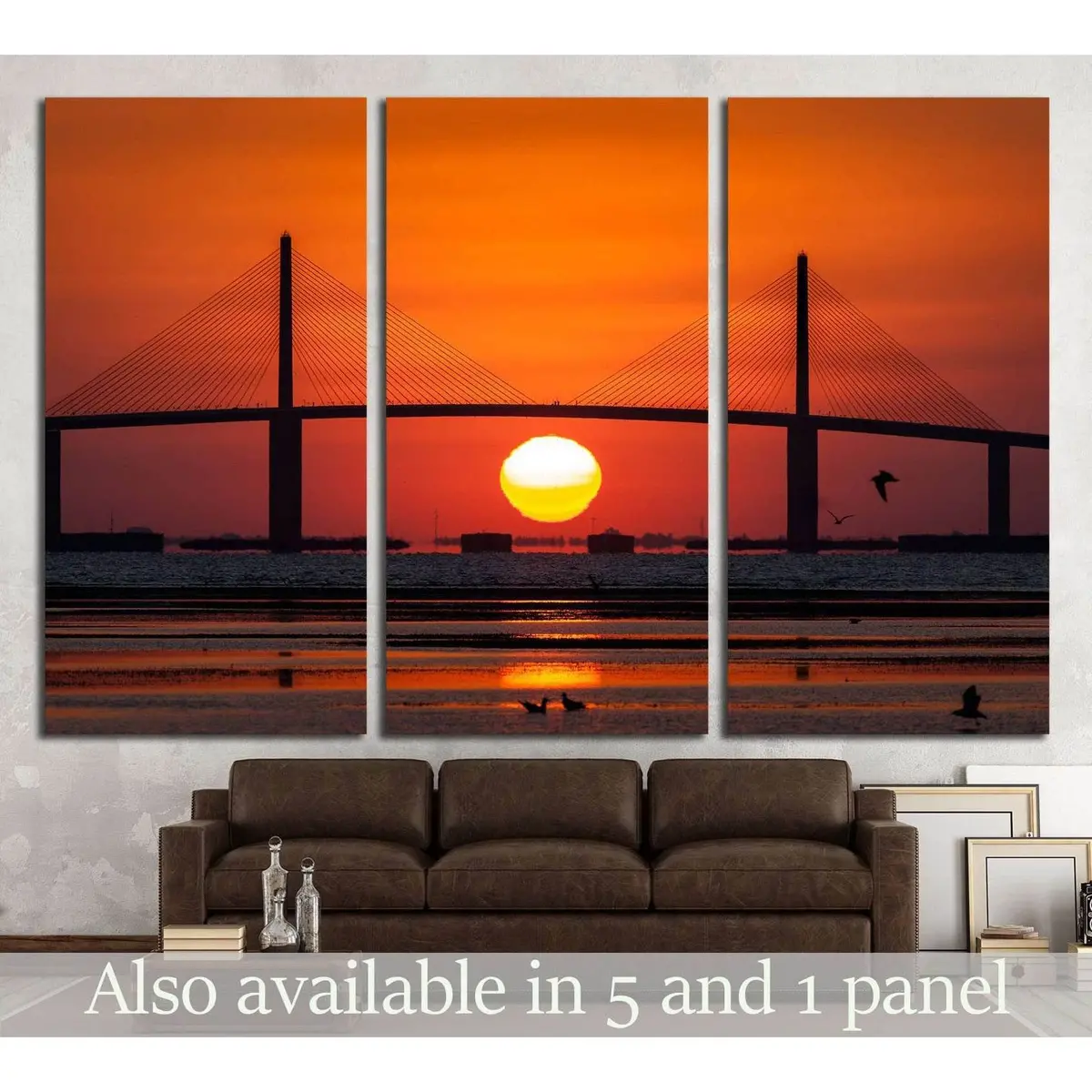 Sunshine Skyway Bridge With Sunrise, Tampa Bay №1780 Ready To Hang Canvas Print 5
