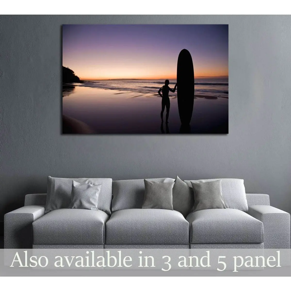 Surfer At Sunset On The Sunshine Coast Queensland Australia №3256 Ready To Hang Canvas Print 1