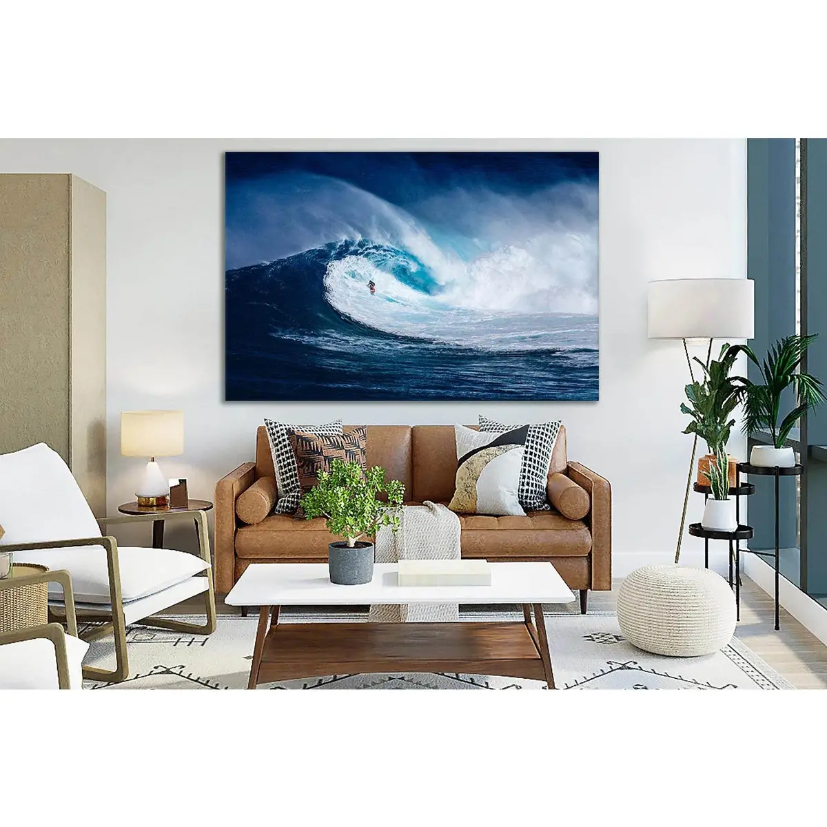 Surfer Conquers Ocean Wave №Sl190 Ready To Hang Canvas Print 1